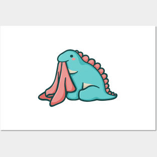 Stegosaurus with blanket, Chuck, dinosaur, dino Posters and Art